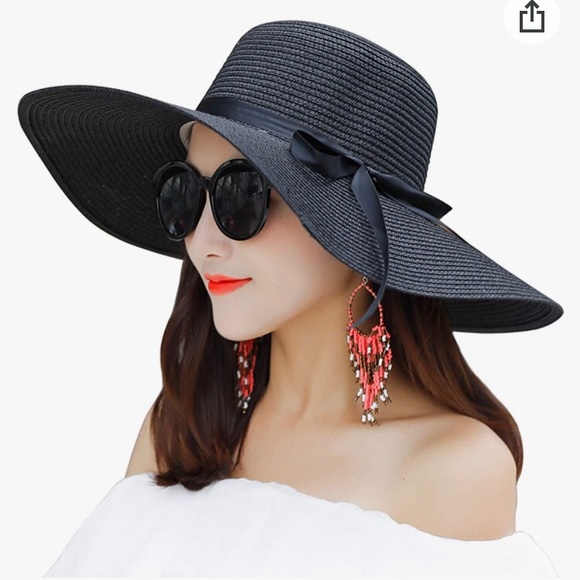 Accessories - Wide Brim Straw Sun Hat Floppy Beach Hat